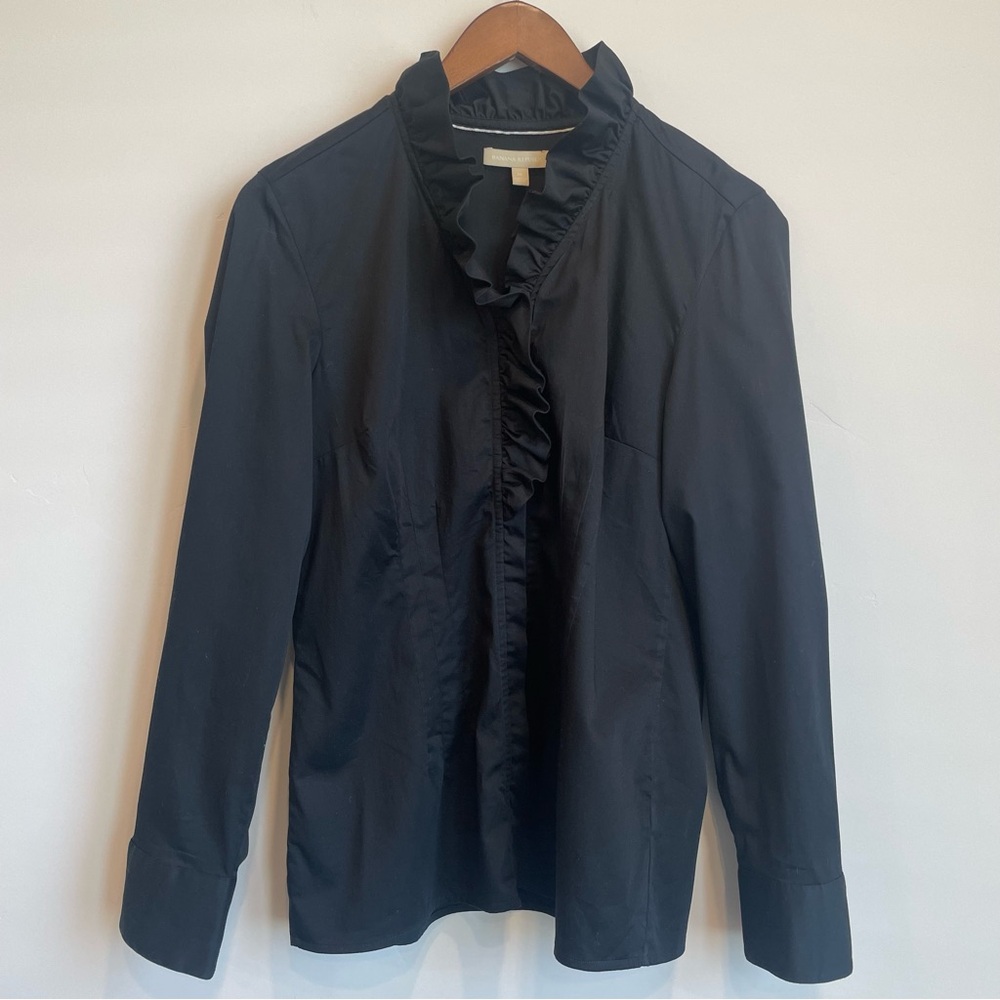 Banana Republic Black Ruffled Blouse